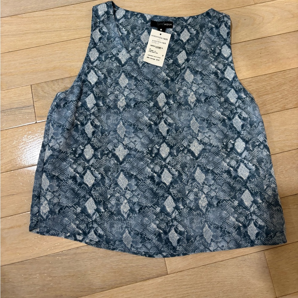 Aqua V-Neck Snake Print Lightweight Women's Fashion Tank Top NWT